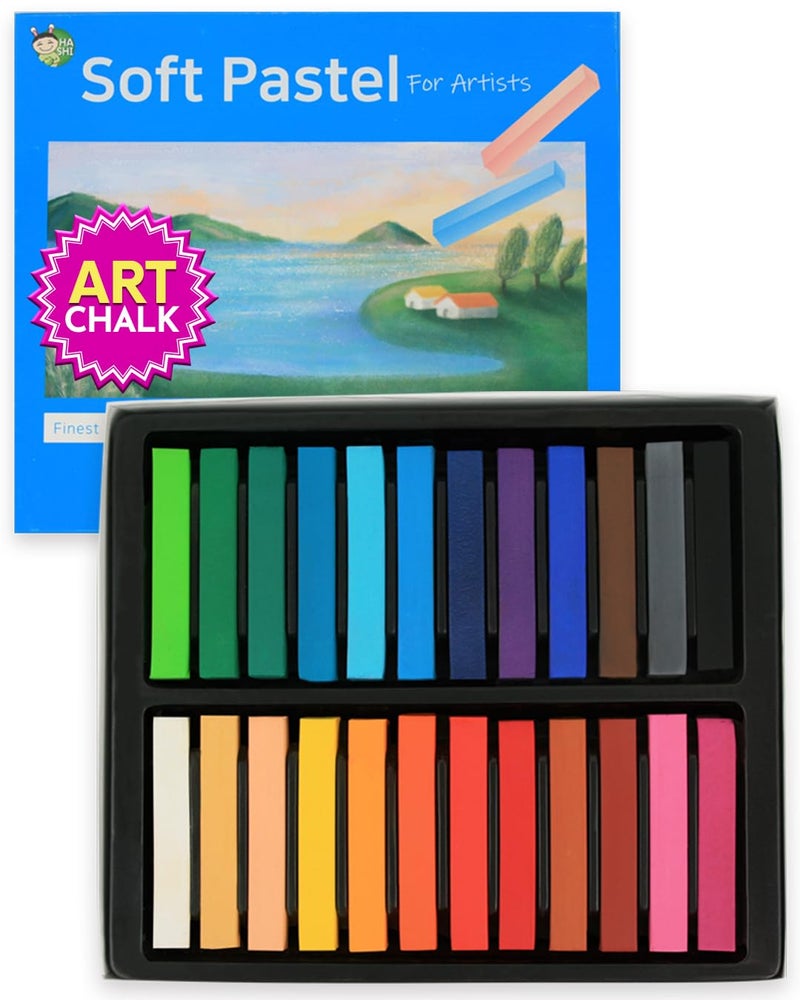 Hashi HA SHI Soft Chalk Pastels, 24 Assorted Colors, Soft Art Supplies for Artists, Professional Drawing Media, Stick Pastel for Advanced Users, DIY Beauty Nail Art, Pan Chalk Pastels - Image 1